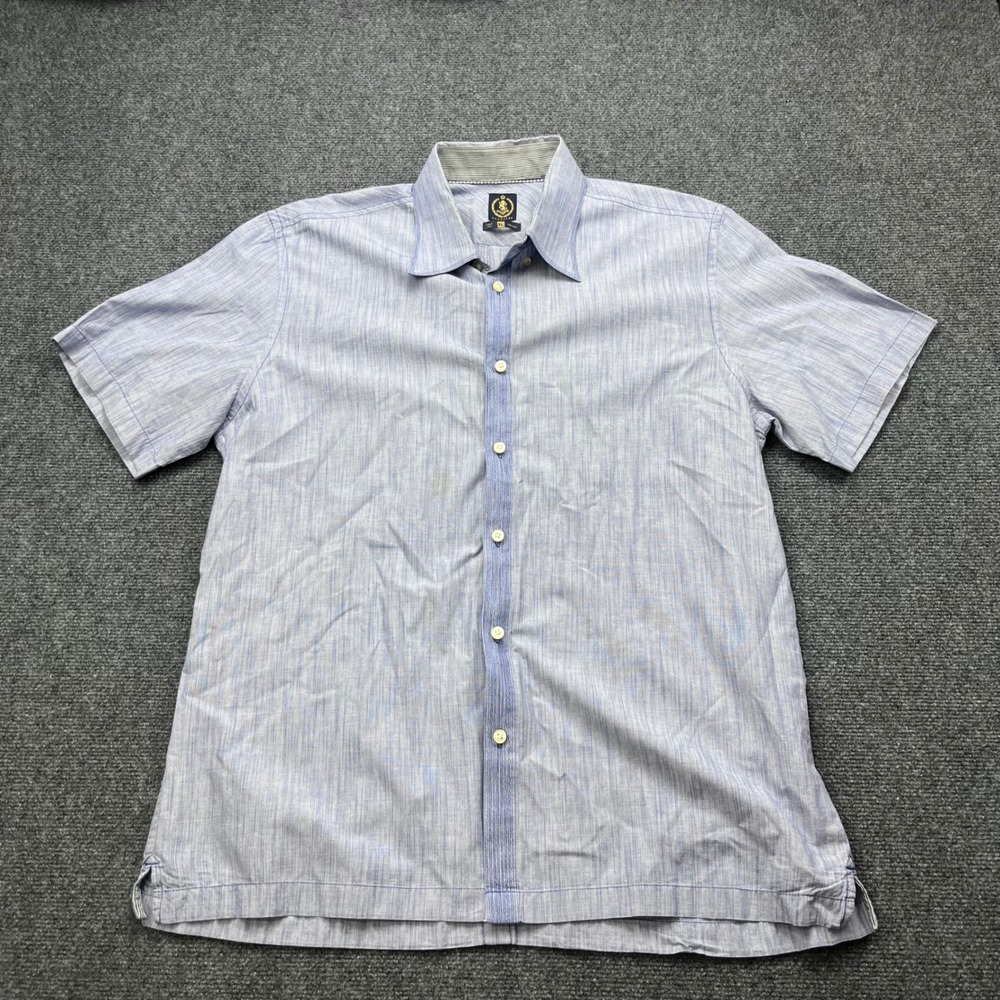 Saltaire Coastal Resort Summer Blue Slub Short Sleeve Button‎ Up Shirt
